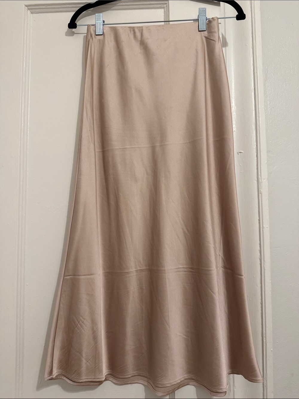 H&M Satin Maxi Skirt in Light Blush